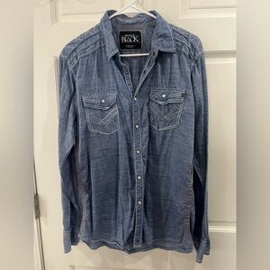 Buckle Black tailored fit button down denim shirt size large